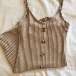 Nude Bodycon Knit Mini Dress with faux buttons